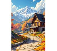 Puzzle 200 Piezas Adultos, Pueblo Nevado Montaña Puzzles Adultos, Desarrolla la Logica y la Concentraciòn Juguetes Educativos, Rompecabezas 200 Piezas 35x25 cm