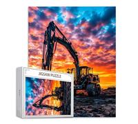 Puzzle 200 Piezas Adultos, Puzzle Atardecer Rompecabezas Adultos Obra de Arte de Juego Vehículos de ingeniería Rompecabezas de Piso de Impresión de Alta Definición Multicolor, Juego De Manos S-765