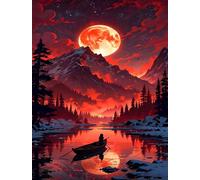 Puzzle 200 Piezas Adultos Río Montaña Luna, Retos Divertidos, Relajarse, Desarrolla la Concentraciòn Mentàl, Rompecabezas Adultos 200 Piezas 35 x 25 cm
