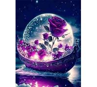Puzzle 200 Piezas, Barco de Rosas a la luz de la Luna Puzzles para Adultos,Rompecabezas de Adultos, Juguetes de Regalo Entretenimento Puzzle, Juego de Rompecabezas