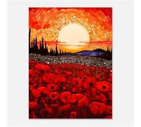 Puzzle 200 Piezas, Campo de Amapolas al Atardecer Puzzles para Adultos,Rompecabezas de Adultos, Juguetes de Regalo Entretenimento Puzzle, Juego de Rompecabezas