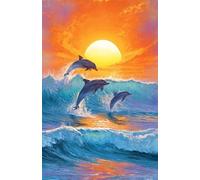Puzzle 2000 Piezas Adultos Atardecer Delfines Olas, Desarrolla la Concentraciòn y la Logica Desafío de Entretenimiento para la Mente, Puzzles 2000 Piezas 100 x 70 cm