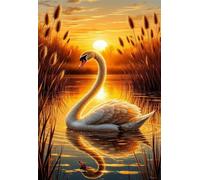 Puzzle 2000 Piezas Adultos Cisne Estanque Atardecer, Desarrolla la Concentraciòn y la Logica Desafío de Entretenimiento para la Mente, Puzzles 2000 Piezas 100 x 70 cm