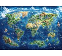 Puzzle 2000 Piezas Adultos Mapa del Mundo Puzle Imposible Azul Arte Jigsaw Puzzles Educa de Rompecabezas y Juego Familiar para Adultos y Adolescente a Partir de 14 Años Entretenimiento Regalos P-787
