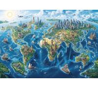 Puzzle 2000 Piezas Adultos Mapa del mundo Puzle Imposible Imagen Arte Jigsaw Puzzles Educa de Rompecabezas y Juego Familiar para Adultos y Adolescente a Partir de 14 Años Entretenimiento Regalos P-487