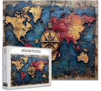 Puzzle 2000 Piezas Adultos Mapa del mundo Puzzle Imposible Rompecabezas Pieza De Madera Jigsaw Un Rompecabezas Desafiante, Uegos Rompecabezas para Toda La Famili Regalo Hombres Mujeres 70.5X99.5cm U-4