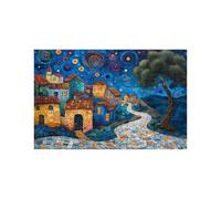 Puzzle 2000 Piezas, Cielo Estrellado Puzzle 2000 Piezas Madera 70x100cm con Caja de Papel de Colores y Bolsa de Malla Portátil, Rompecabezas Pequeño Pueblo para Primavera Decoracion Pared LZPT-04213