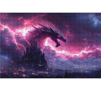 Puzzle 2000 Piezas DragóN, Puzzle 2000 Piezas Adulto Castillo, Rompecabezas de Madera para Adultos 70x100 cm, Puzzles para Toda la Familia Cuadros Decoracion Salon Modernos Regalo Mujer RXPT-6047