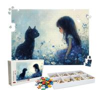 Puzzle 2000 Piezas | Gato Chica Puzzle 2000 Piezas Adultos | Encajan Perfectamente | sin Polvo | Rompecabezas Madera para Toda la Familia | Rompecabezas XL para Expertos | Hogar Decor Regalo W3H-75