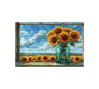 Puzzle 2000 Piezas, Girasol Puzzle 2000 Piezas Madera 70 x 100CM con Caja de Papel de Colores y Bolsa de Malla Portátil, Rompecabezas Paisaje para Primavera Decoracion Pared Regalo Mujer LZPT-01217