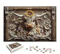 Puzzle 2000 Piezas, Puzzle Highland Cow con Caja Regalo, Girasol Puzzles 2000 Piezas Adultos, Medidas: 100 x 70 cm, Rompecabezas Adultos de Madera, Rompecabezas Desafiante para Decoración Hogar, -7208