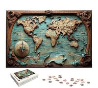 Puzzle 2000 Piezas, Puzzle Mapa Mundi con Caja Regalo, Retro Puzzles 2000 Piezas Adultos, Medidas: 100 x 70 cm, Rompecabezas Adultos de Madera, Rompecabezas Desafiante para Decoración Hogar, -4974