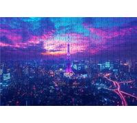 Puzzle 2000 Piezas, Tokio Puzzle 2000 Piezas Adulto 100 x 70 CM, Puzzles Madera Vista Nocturna Exquisito Embalaje en Caja de Papel, Bolsa de Malla Portátil para Regalo Hombre Decoracion Pared RXPT5796