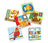 Puzzle 3 Años Madera - 5 Pack Puzzle De 9 Piezas para Niños Animales Educativo Desarrollo Cognitivo Motricidad Fina Puzles 4 Años 5 Años Aprendizaje Temprano Juguete Infantil (Animales Domésticos)
