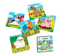 Puzzle 3 Años Madera - 5 Pack Puzzle De 9 Piezas para Niños Animales Educativo Desarrollo Cognitivo Motricidad Fina Puzles 4 Años 5 Años Aprendizaje Temprano Juguete Infantil (Granja de Animales)