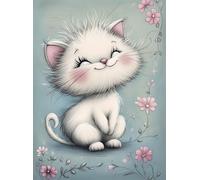Puzzle 30 Piezas Adultos Animales Gatos Flores, Retos Divertidos, Relajarse, Desarrolla la Concentraciòn Mentàl, Rompecabezas Adultos 30 Piezas 25 x 20 cm