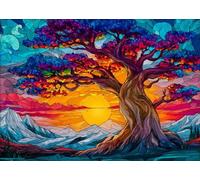 Puzzle 30 Piezas Adultos Árbol Vida Amanecer, Desarrolla la Concentraciòn y la Logica Desafío de Entretenimiento para la Mente, Puzzles 30 Piezas 25 x 20 cm