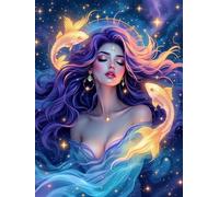 Puzzle 30 Piezas Adultos Arte, Rompecabezas Entretenimiento Creativo, Diversión DIY, Puzzles Clásicos para Adultos, Colorido y con Diosa de la Estrella Koi-Motivo