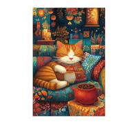 Puzzle 30 Piezas Adultos Cafetería Animal Cat, Rompecabezas Imposable Entretenimiento Creativo Diversión, Puzzles Adultos 30 Piezas 25 x 20 cm