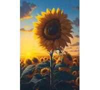 Puzzle 30 Piezas Adultos Girasoles Atardecer, Retos Divertidos, Relajarse, Desarrolla la Concentraciòn Mentàl, Rompecabezas Adultos 30 Piezas 25 x 20 cm