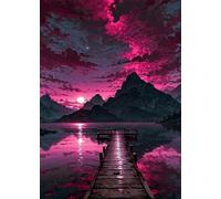 Puzzle 30 Piezas Adultos Puente Montaña Atardecer, Retos Divertidos, Relajarse, Desarrolla la Concentraciòn Mentàl, Rompecabezas Adultos 30 Piezas 25 x 20 cm