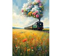 Puzzle 30 Piezas Adultos Tren Flores, Retos Divertidos, Relajarse, Desarrolla la Concentraciòn Mentàl, Rompecabezas Adultos 30 Piezas 25 x 20 cm
