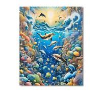 Puzzle 30 Piezas, Animales submarinos Delfines Puzzles para Adultos,Rompecabezas de Adultos, Juguetes de Regalo Entretenimento Puzzle, Juego de Rompecabezas