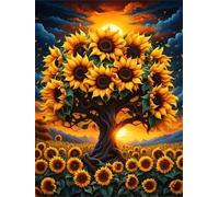 Puzzle 30 Piezas, Árbol de Girasol al Atardecer Puzzles para Adultos,Rompecabezas de Adultos, Juguetes de Regalo Entretenimento Puzzle, Juego de Rompecabezas