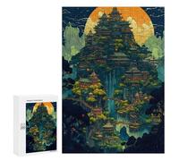 Puzzle 300 PCS para adolescentes Fantasía Asian Mountain Cityscape Puzzle para adultos Juego de pensamiento Análisis y lógica 300 PCS