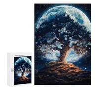 Puzzle 300 PCS para adultos Enchanted Tree Under A Giant Moon Puzzle para Adultos Divertidos Juegos para Diversión Familiar Oferta Como Regalo Para Toda la Familia 300 PCS
