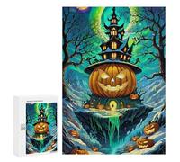 Puzzle 300 PCS para adultos Halloween Pumpkin Castle Puzzle para adultos DIY Juguetes de carreras de velocidad de mano como regalo para toda la familia 300 piezas