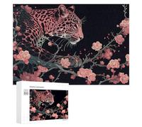 Puzzle 300 PCS para adultos Leopardo en Blossoms para adolescentes rompecabezas juguetes decoración de pared análisis y lógica regalos de Navidad y cumpleaños 300 piezas