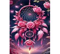 Puzzle 300 Piezas Adultos,Arte de Rompecabezas DIY,Puzzles Juguetes Educativos Estimulantes Decoración del Hogar (Atrapasueños de Rosas Rosas)