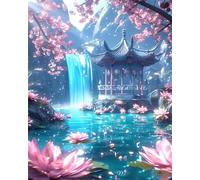 Puzzle 300 Piezas Adultos Arte, Rompecabezas Entretenimiento Creativo, Diversión DIY, Puzzles Clásicos para Adultos, Colorido y con Flores del Estanque del pabellón-Motivo
