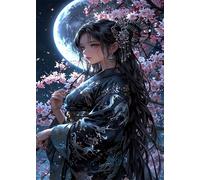 Puzzle 300 Piezas Adultos Chica Las Flores Luna, Retos Divertidos, Relajarse, Desarrolla la Concentraciòn Mentàl, Rompecabezas Adultos 300 Piezas 40 x 28 cm