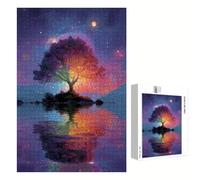 Puzzle 300 Piezas Adultos Cielo estrellado & Árbol de la vida, Rompecabezas con Letras Traseras y Póster, Pasatiempo Antiestrés, Decoración de Pared, Regalo Mujer Hombre 40 x 28 cm (14 Años +) P3#1210