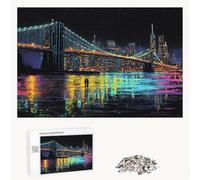 Puzzle 300 Piezas Adultos Ciudad & Puente, Rompecabezas con Letras Traseras y Póster, Pasatiempo Antiestrés, Decoración de Pared, Regalo Decorar Mujer Hombre 40 x 28 cm (14 Años +) P3#378