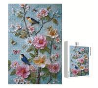 Puzzle 300 Piezas Adultos Flor & Pájaro, Rompecabezas con Letras Traseras y Póster, Pasatiempo Antiestrés, Decoración de Pared, Regalo Decorar Mujer Hombre 40 x 28 cm (14 Años +) P3#729