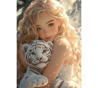 Puzzle 300 Piezas Adultos Juguete Desafío y Juego Educativo Puzzle para Adultos 300 Piezas, Rompecabezas Imposible Colorido, Joven Rubia rizada 40x28cm