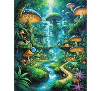 Puzzle 300 Piezas Adultos Juguete Desafío y Juego Educativo Puzzle para Adultos 300 Piezas, Rompecabezas Imposible Colorido, Cascada de Hongos Verdes 40x28cm