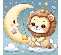 Puzzle 300 Piezas Adultos León Luna Dibujos Animados, Rompecabezas Imposible Juguetes de Desafío de Juego Educativo, Puzzles Adultos 300 Piezas 35x35 cm