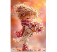 Puzzle 300 Piezas Adultos Linda Niña Margarita Flor, Retos Divertidos, Relajarse, Desarrolla la Concentraciòn Mentàl, Rompecabezas Adultos 300 Piezas 40 x 28 cm