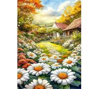 Puzzle 300 Piezas Adultos Paisaje Flores Margarita, Retos Divertidos, Relajarse, Desarrolla la Concentraciòn Mentàl, Rompecabezas Adultos 300 Piezas 40 x 28 cm