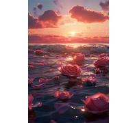 Puzzle 300 Piezas Adultos Rosa Océano Atardecer, Juego Creativo Desarrolla la Concentraciòn y la Logica, Divertido Juego Familiar Puzzles 300 Piezas 38 x 26 cm