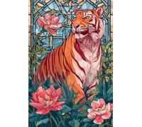 Puzzle 300 Piezas Adultos Tigre Flor Rosa, Desarrolla la Concentraciòn y la Logica Desafío de Entretenimiento para la Mente, Puzzles 300 Piezas 40 x 28 cm