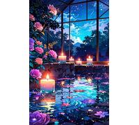 Puzzle 300 Piezas Adultos Vela Flor Rosa, Retos Divertidos, Relajarse, Desarrolla la Concentraciòn Mentàl, Rompecabezas Adultos 300 Piezas 40 x 28 cm