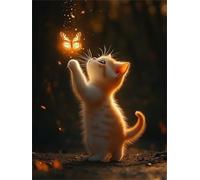 Puzzle 300 Piezas Animal Gato Mariposa, 38x26 cm, Juego Educativo, Reto Creativo, Rompecabezas Imposible, Puzzles 300 Piezas Adultos