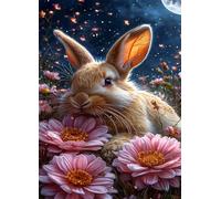 Puzzle 300 Piezas Animales Conejos Flores, Puzzles Imposible, Desafiante Acertijo, Juegos de Rompecabezas para Toda la Familia, Puzzle Adultos 300 Piezas 38 x 26 cm