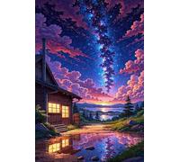 Puzzle 300 Piezas Cabaña Noche Estrellada, Puzzles Imposible, Desafiante Acertijo, Juegos de Rompecabezas para Toda la Familia, Puzzle Adultos 300 Piezas 38 x 26 cm