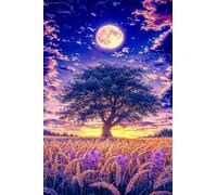 Puzzle 300 Piezas Campo Trigo Árbol Luna, Puzzles Imposible, Desafiante Acertijo, Juegos de Rompecabezas para Toda la Familia, Puzzle Adultos 300 Piezas 38 x 26 cm